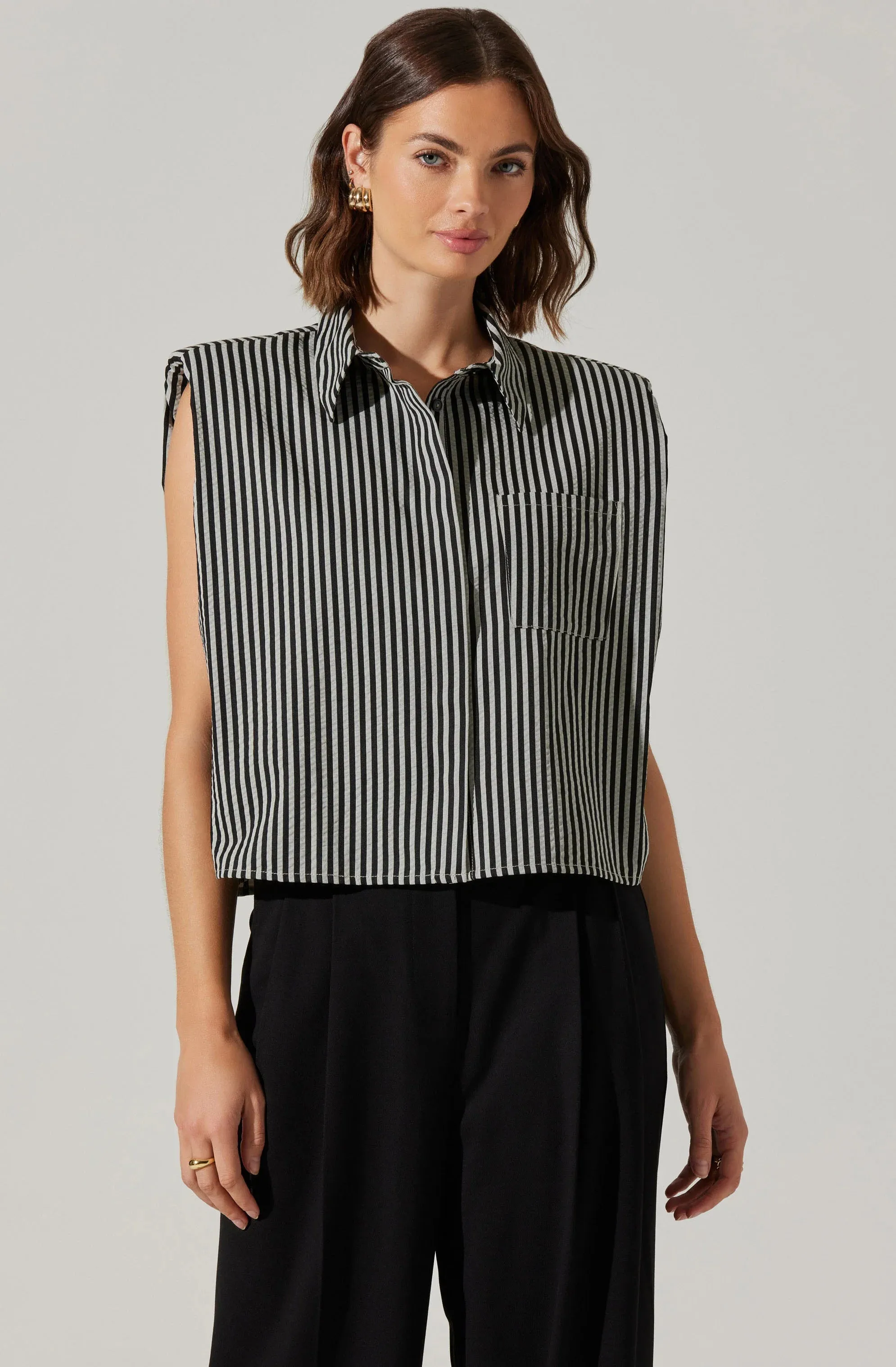AST Elswyth Stripe Button Top