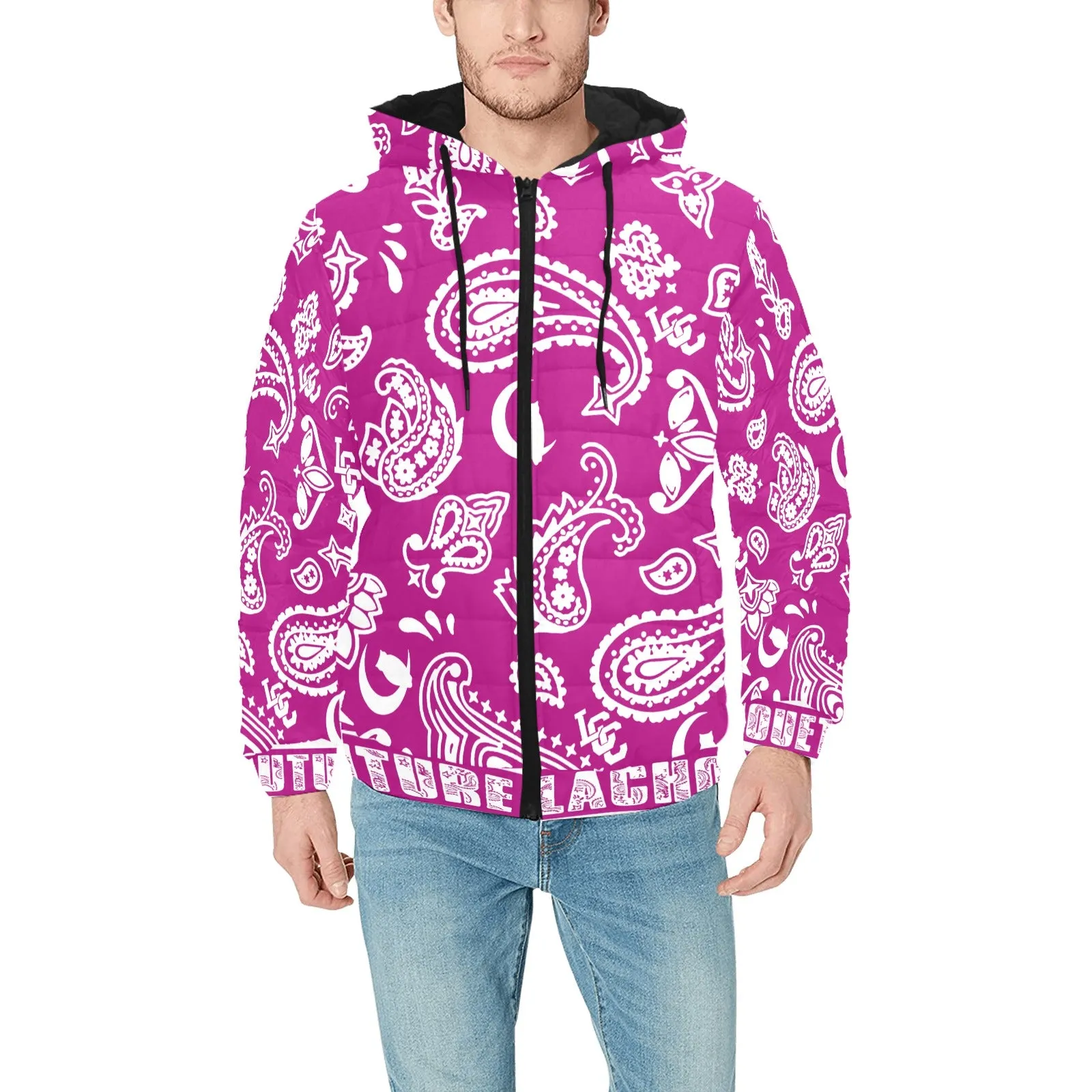 BANDANA PAISLEY Men's Padded Hooded Jacket