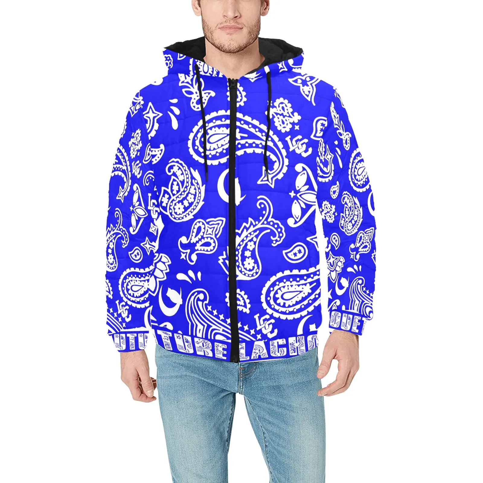 BANDANA PAISLEY Men's Padded Hooded Jacket