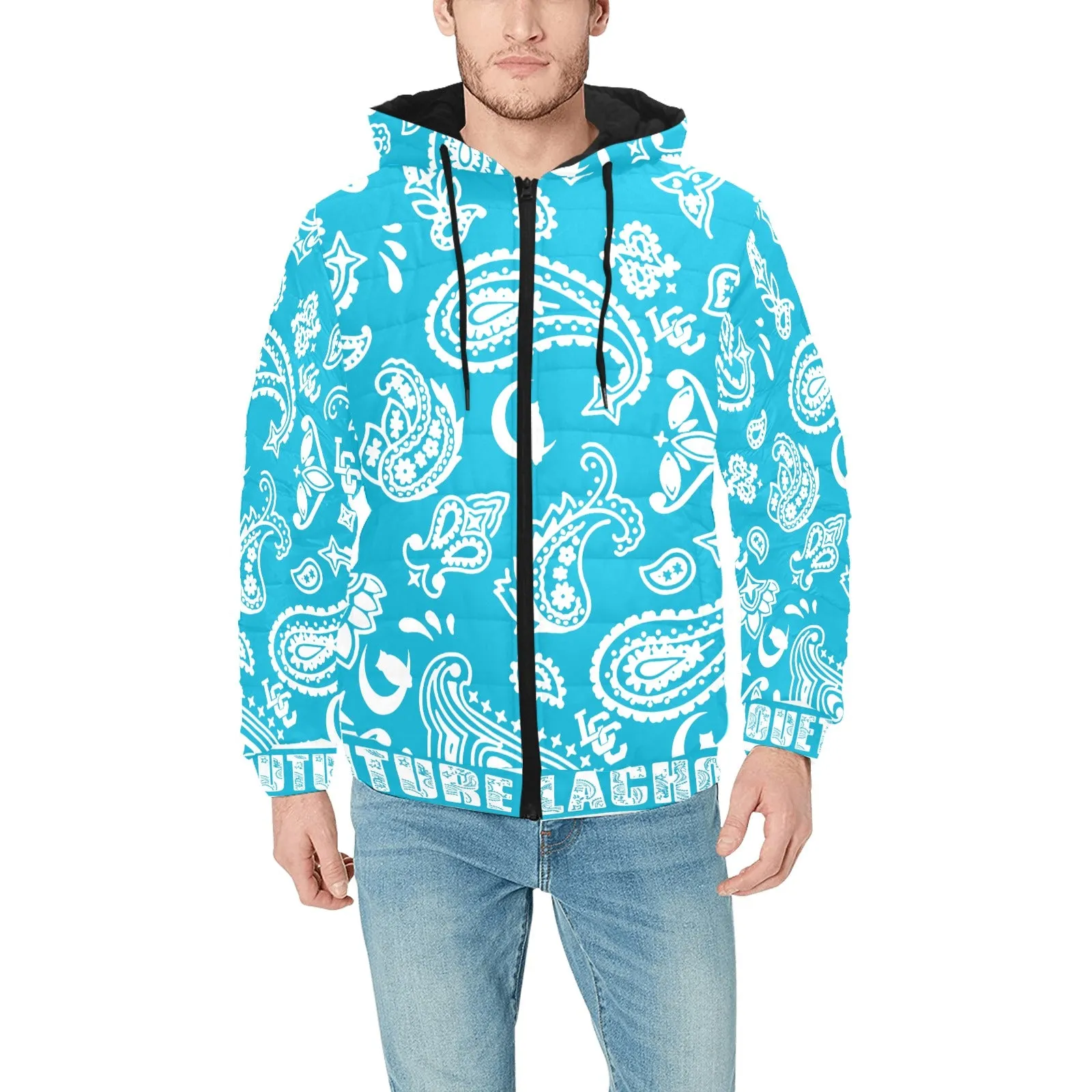 BANDANA PAISLEY Men's Padded Hooded Jacket