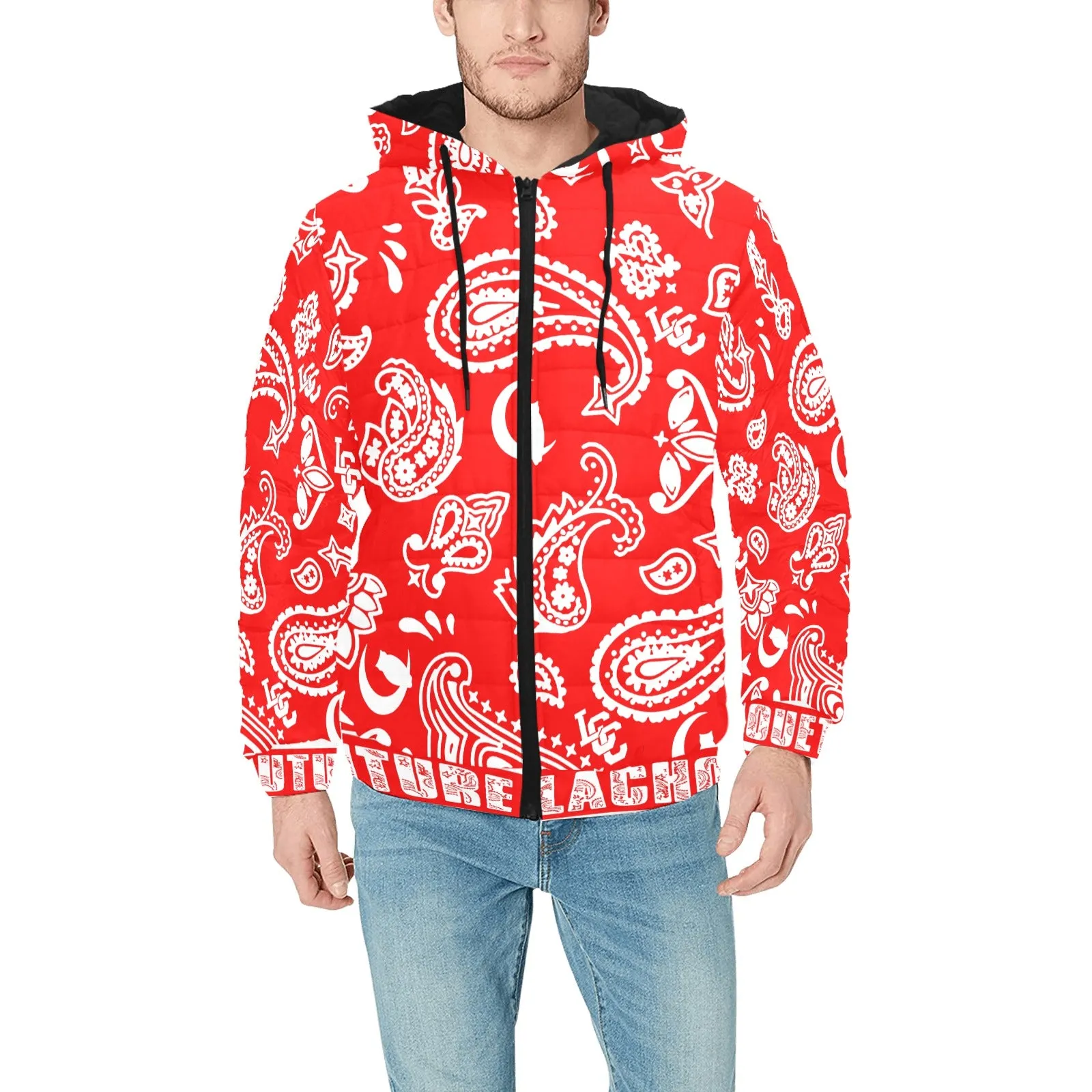 BANDANA PAISLEY Men's Padded Hooded Jacket