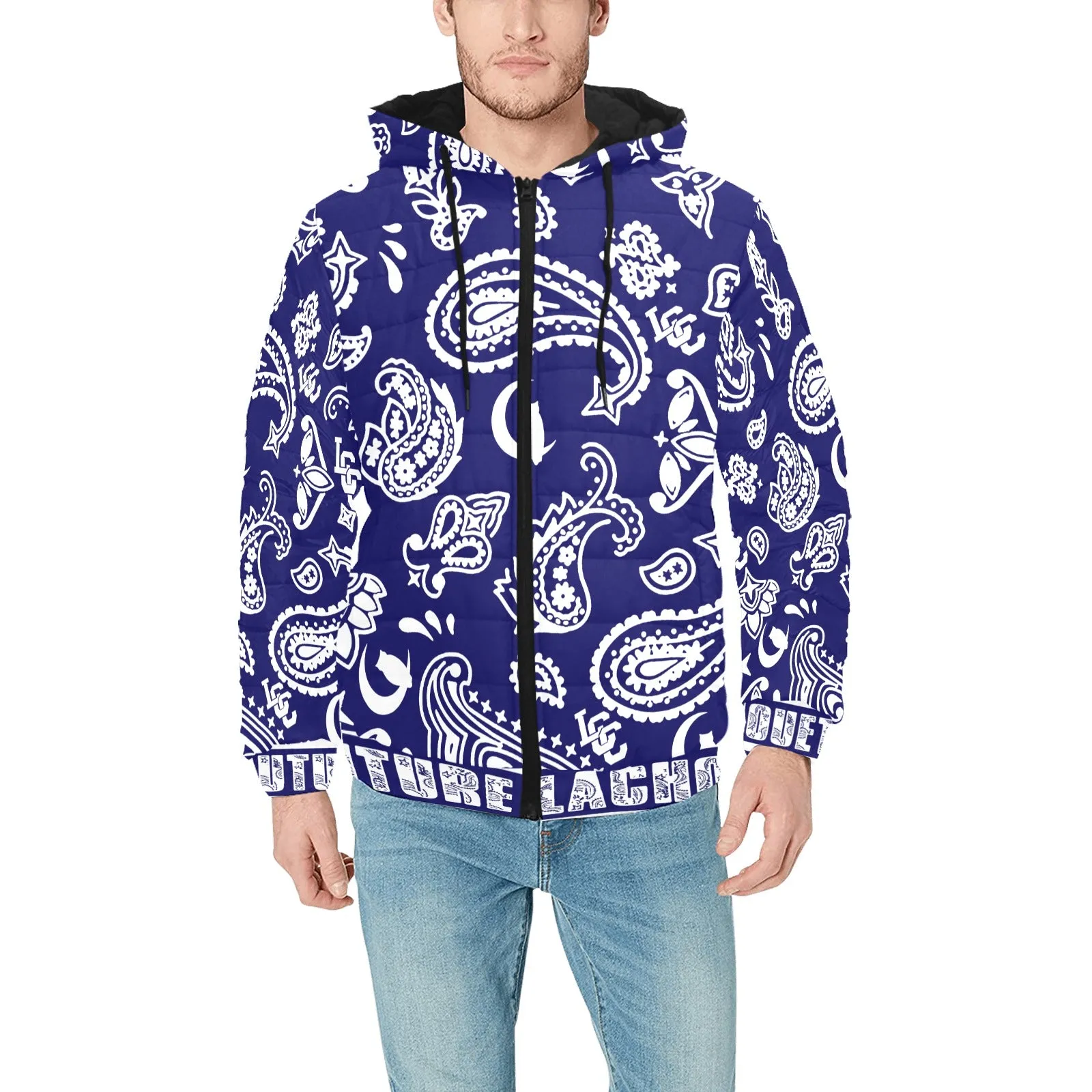 BANDANA PAISLEY Men's Padded Hooded Jacket