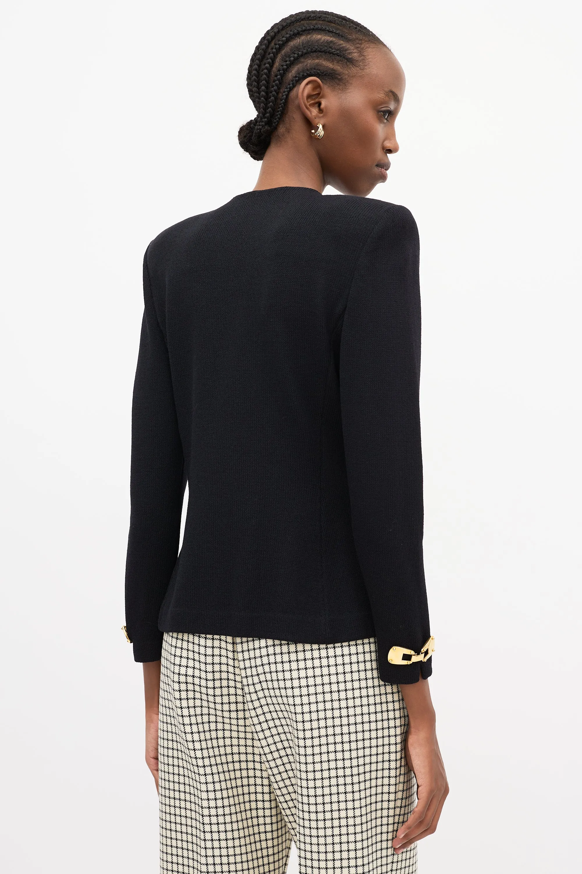 Black Knit Hardware Embellished Jacket