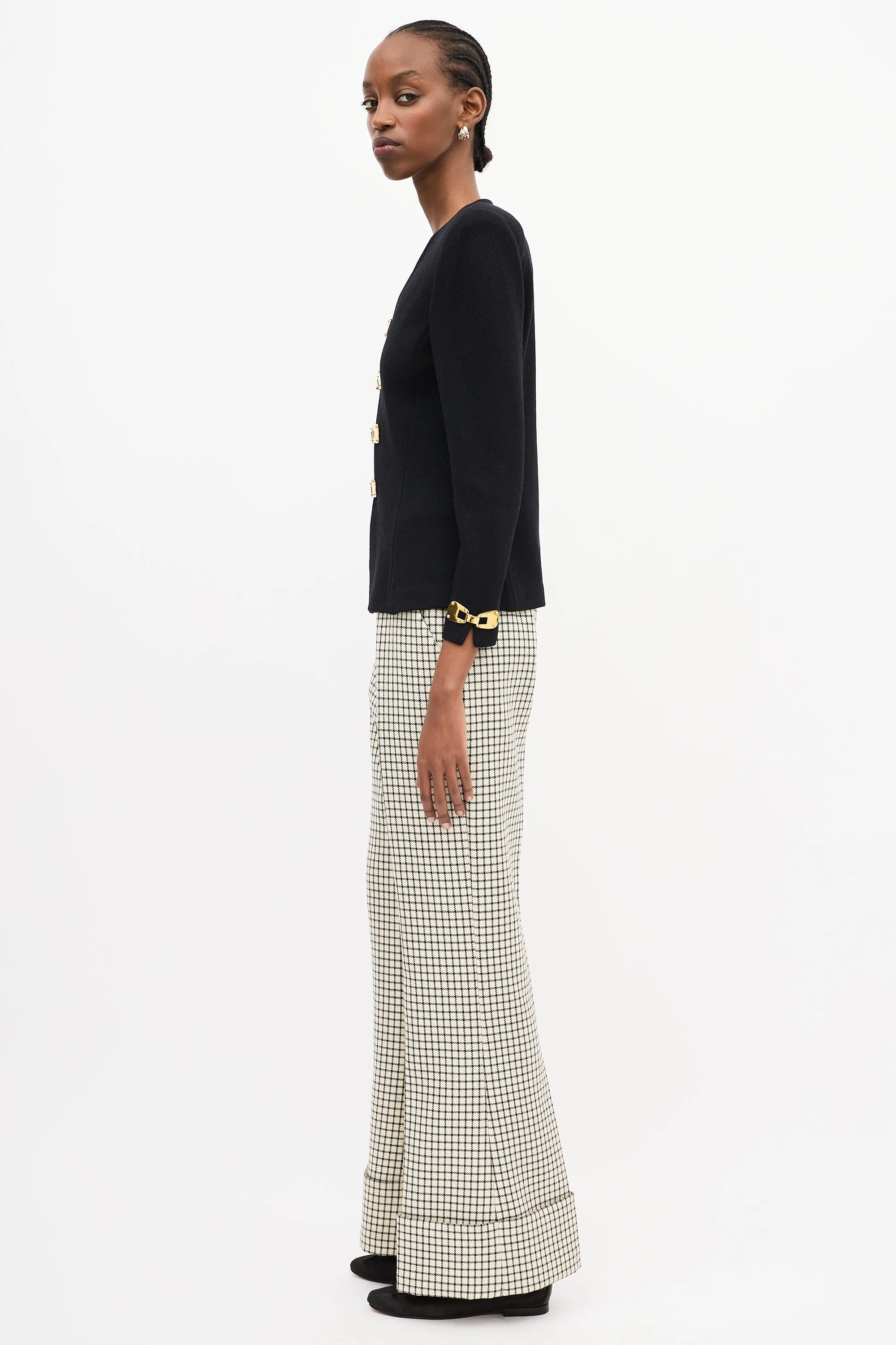 Black Knit Hardware Embellished Jacket