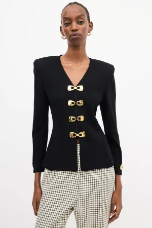 Black Knit Hardware Embellished Jacket