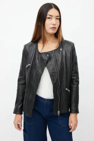 Black Leather Padded Jacket