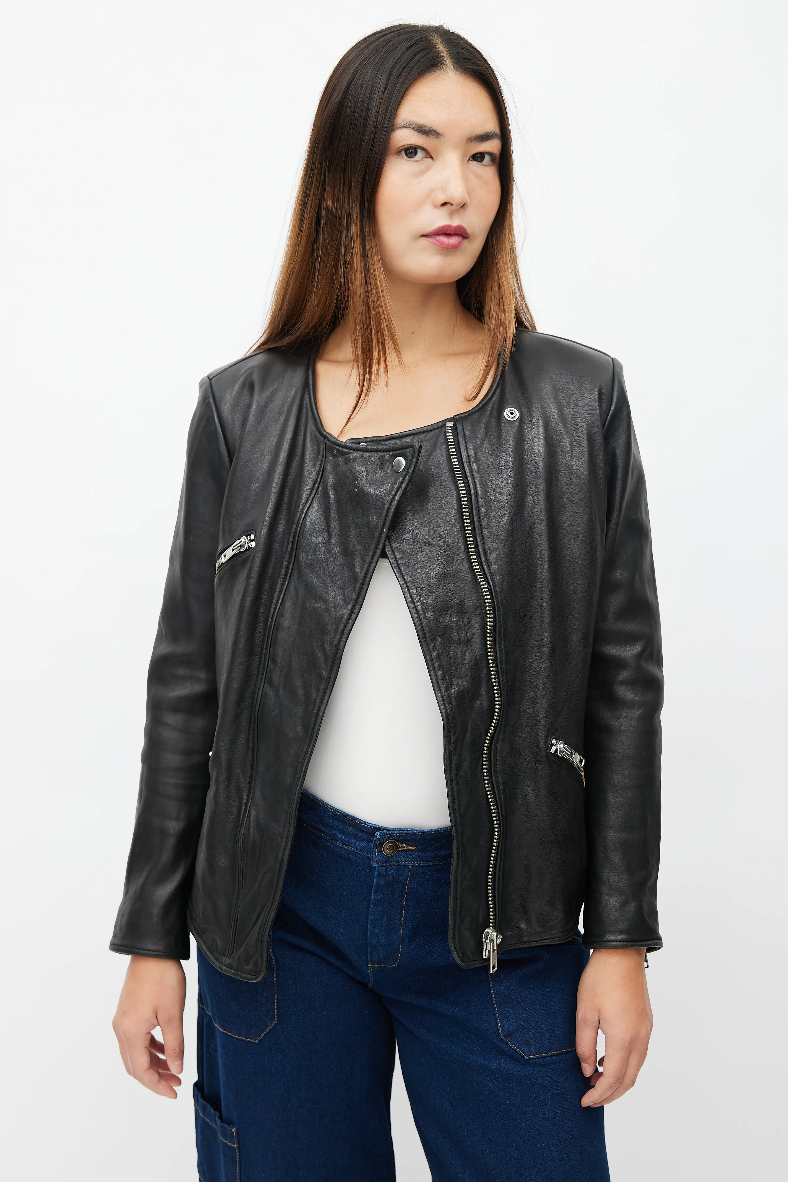 Black Leather Padded Jacket