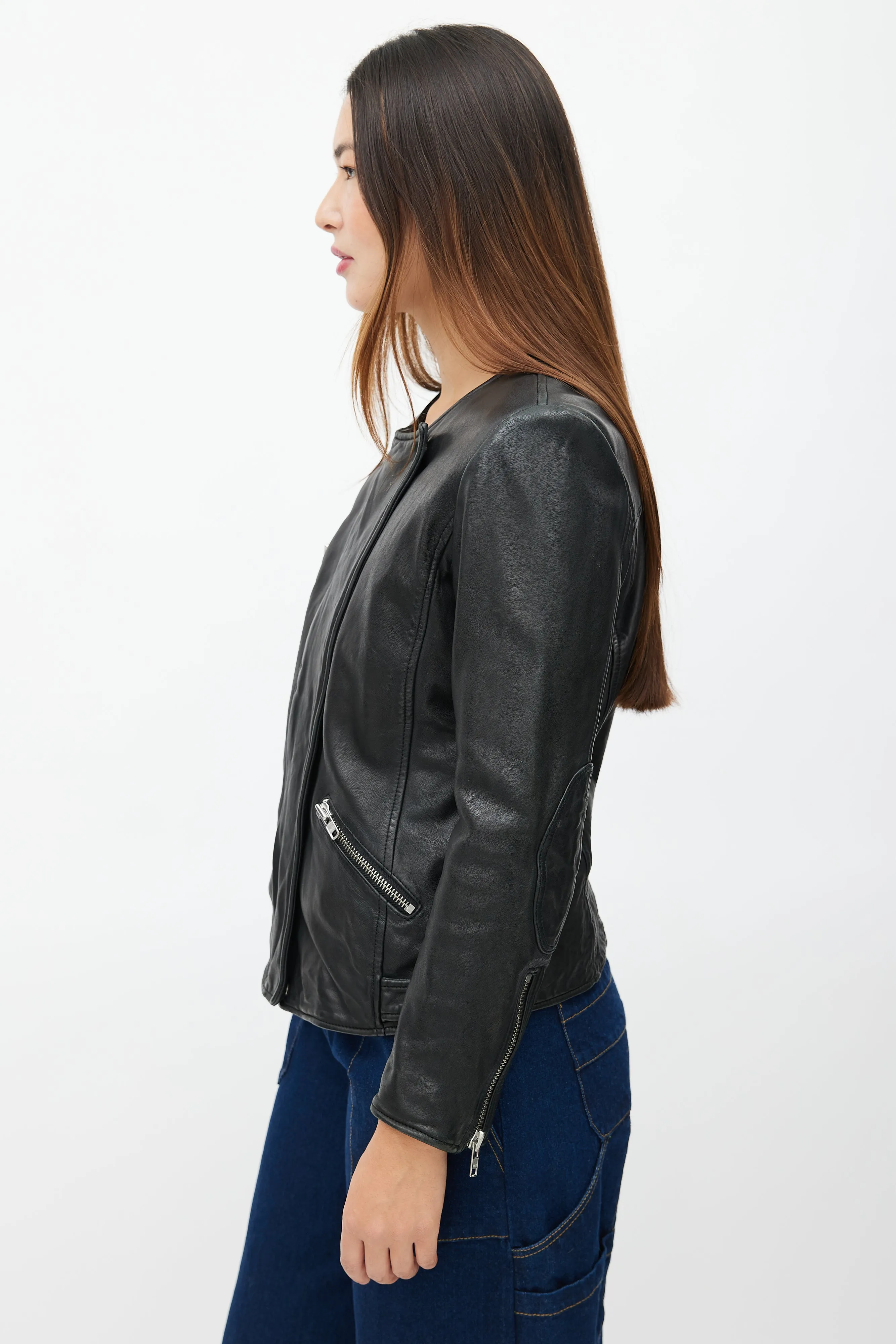 Black Leather Padded Jacket