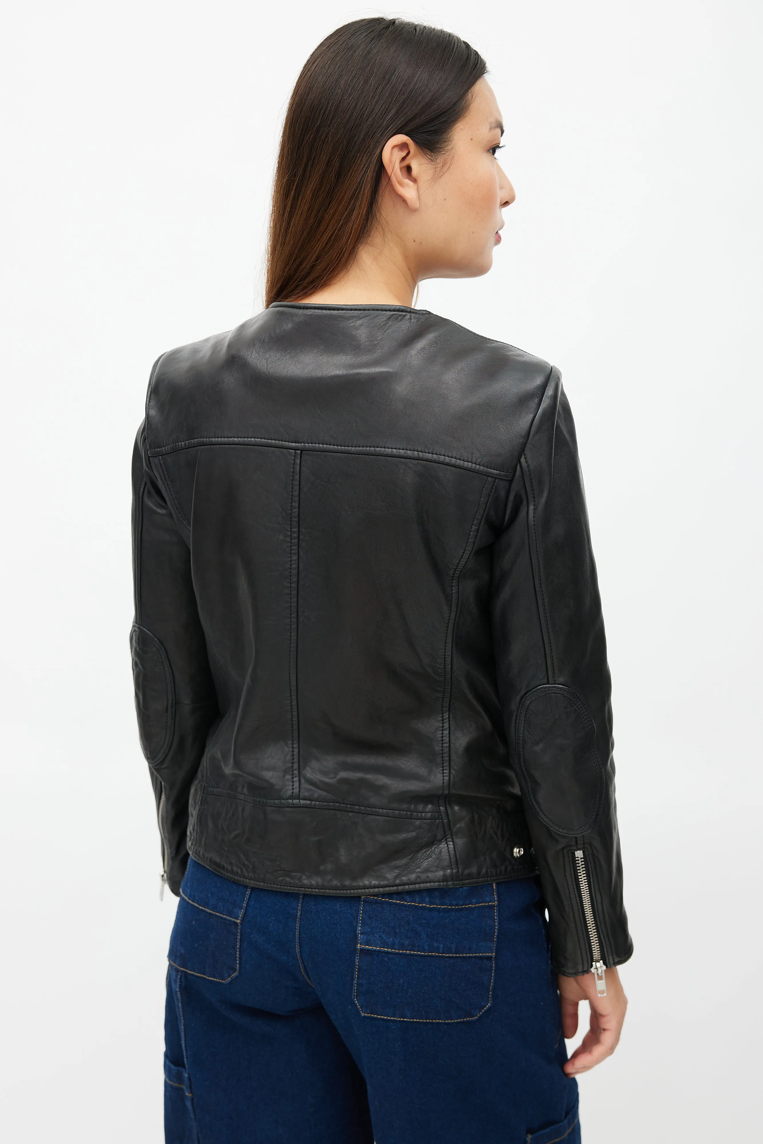 Black Leather Padded Jacket
