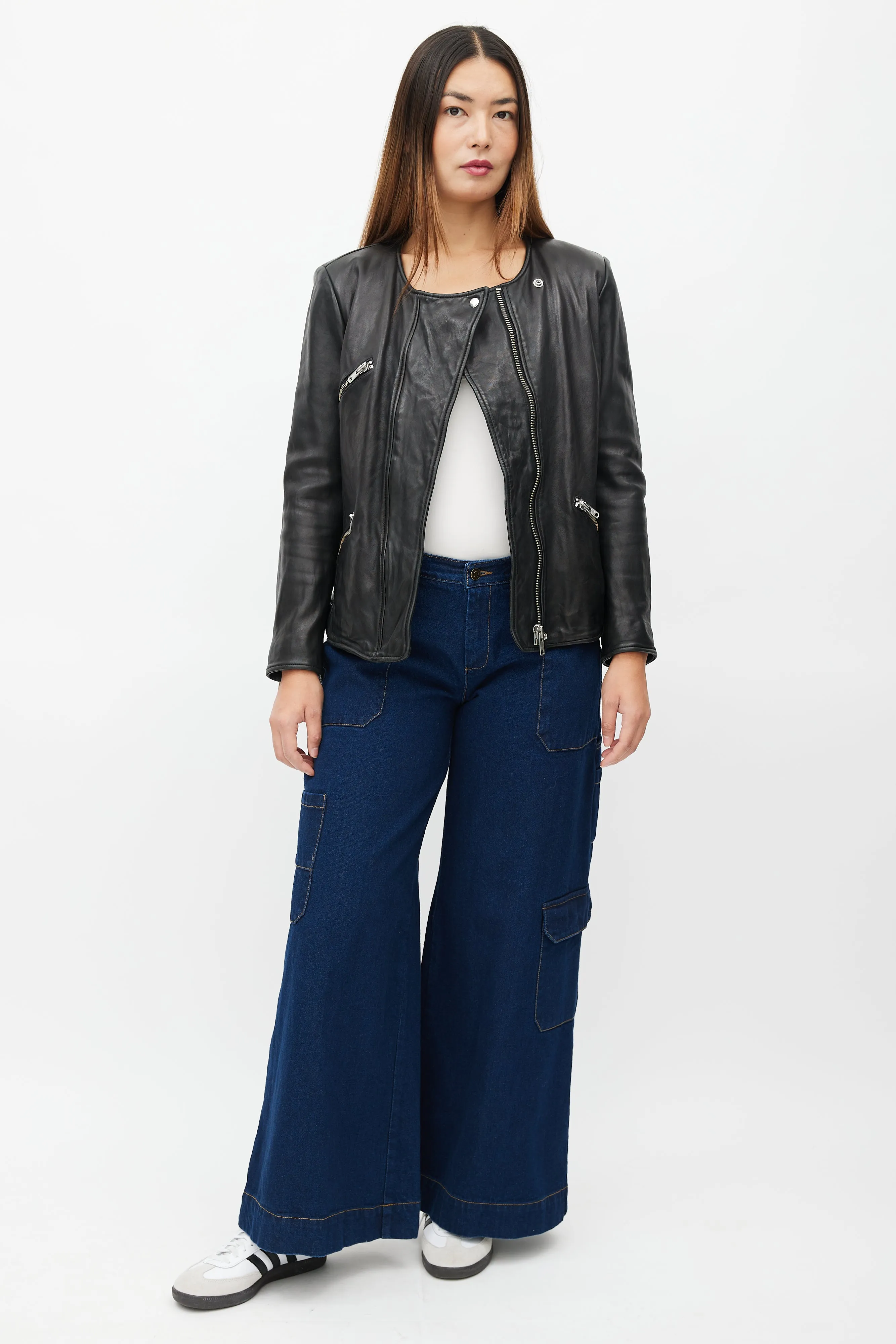 Black Leather Padded Jacket