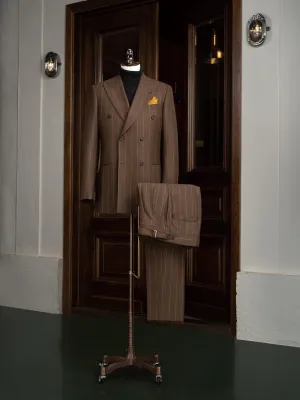 Brown Pinstripe Suit with Long Extension Adjusters