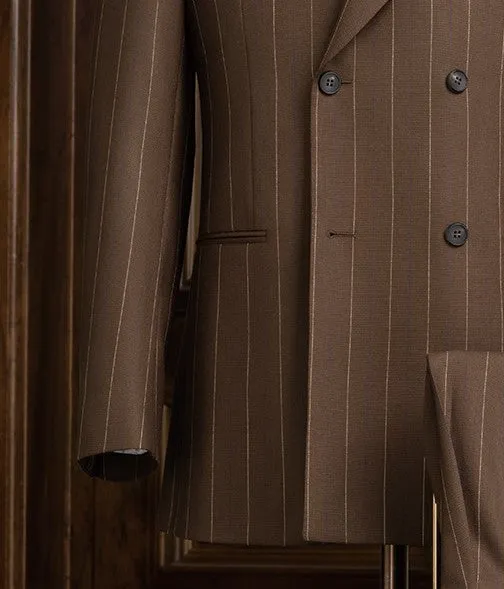 Brown Pinstripe Suit with Long Extension Adjusters