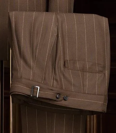 Brown Pinstripe Suit with Long Extension Adjusters