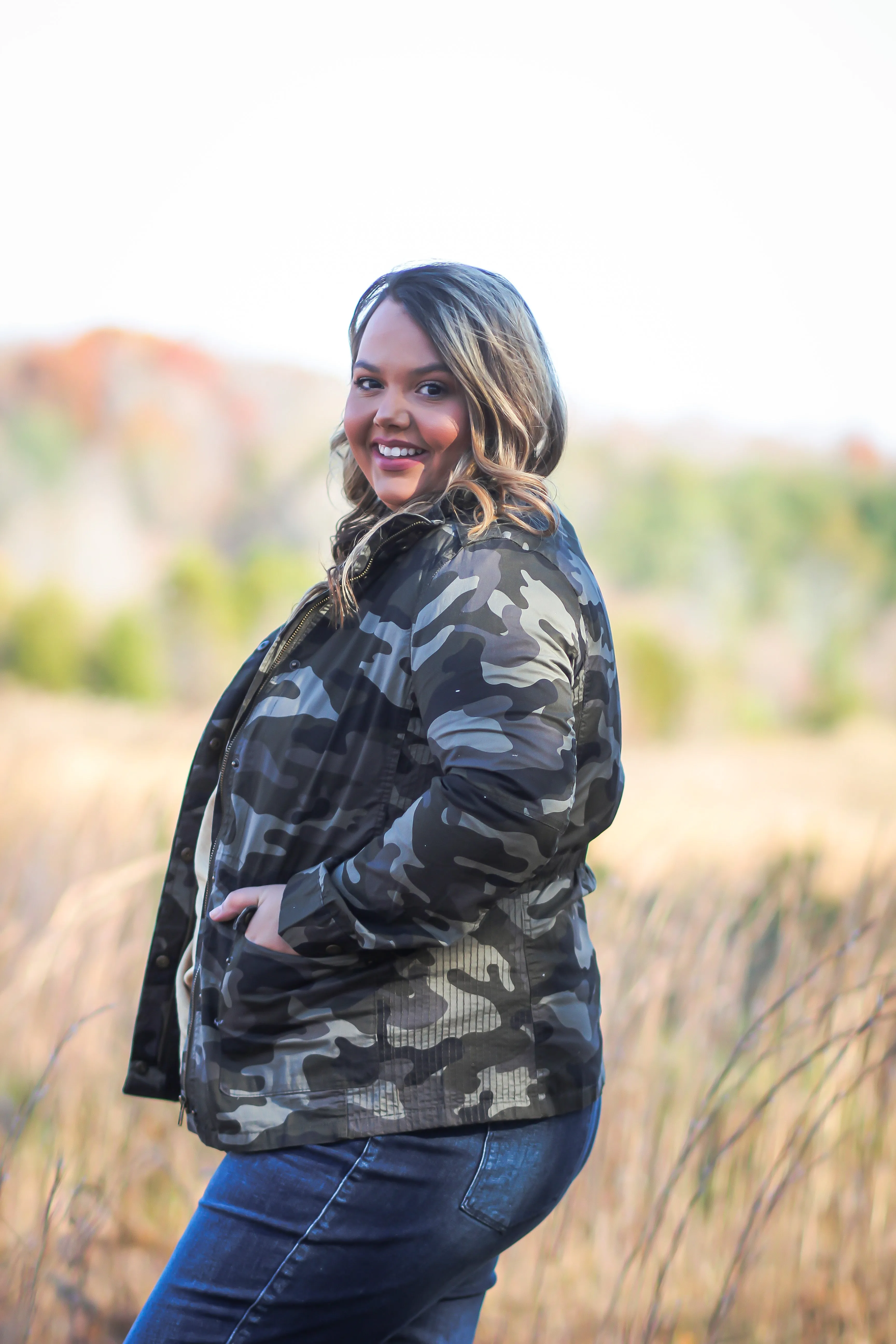 Curvy Olive Camo Utility Jacket