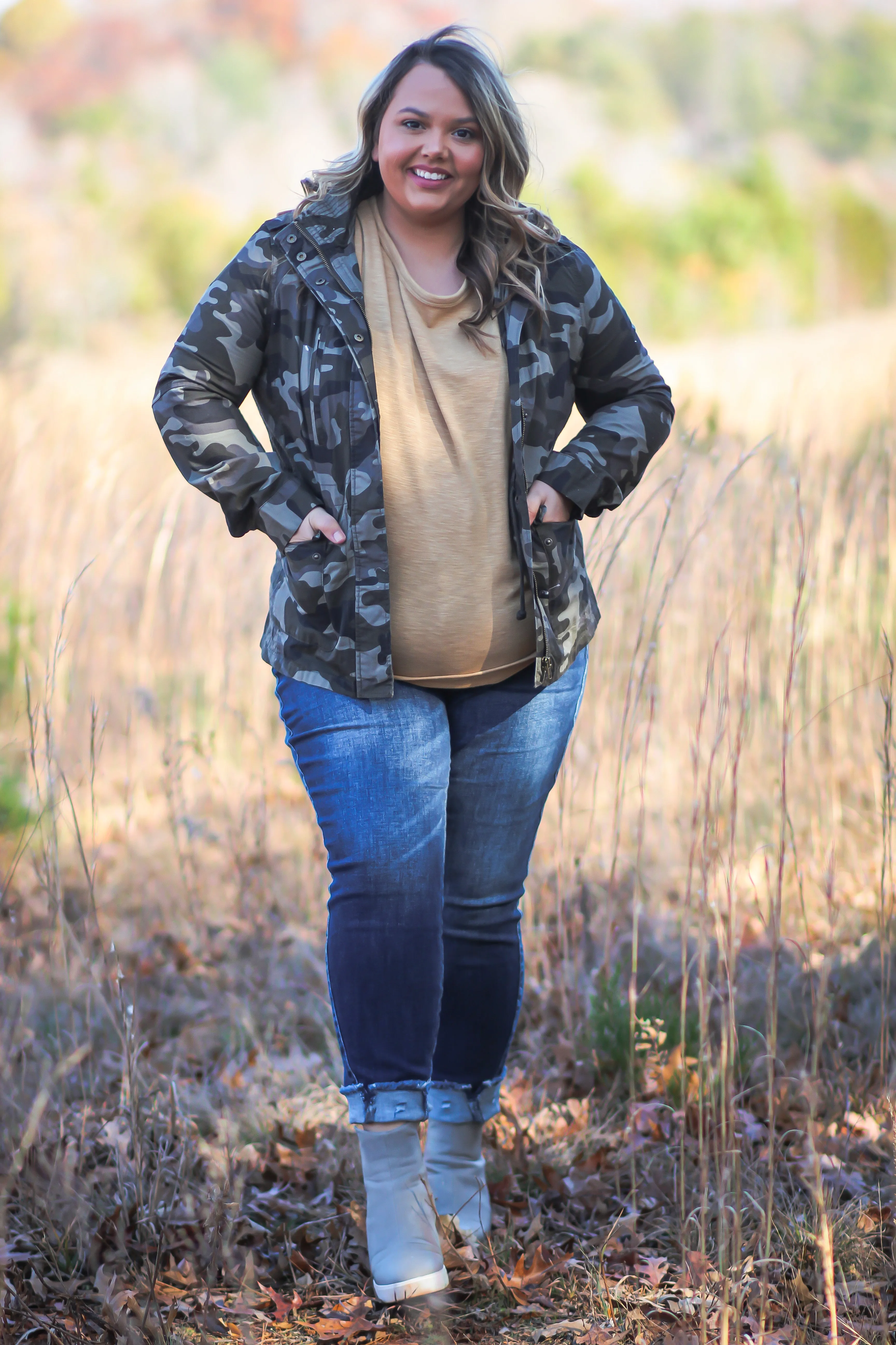 Curvy Olive Camo Utility Jacket