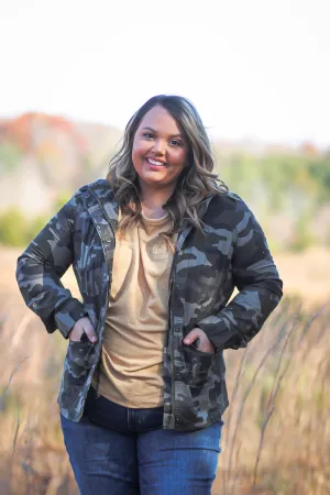 Curvy Olive Camo Utility Jacket