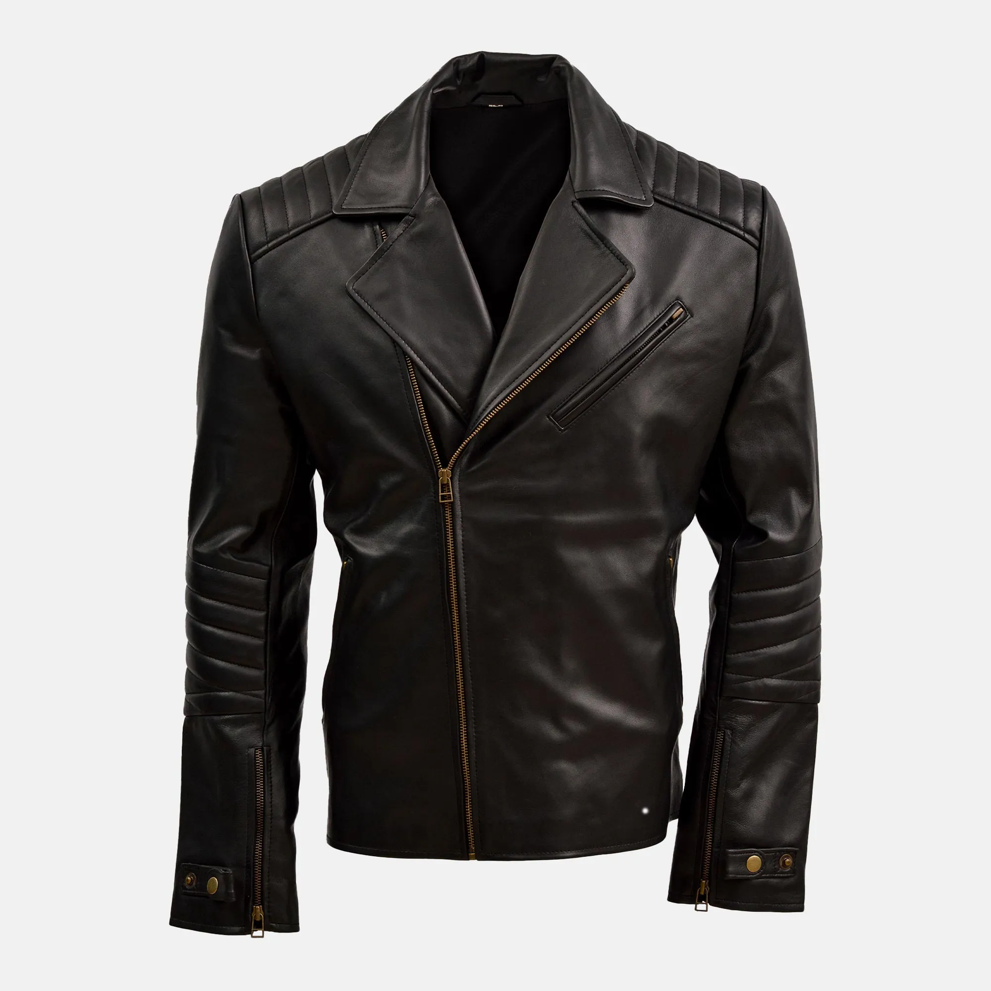 Garmush Black Leather Moto Jacket