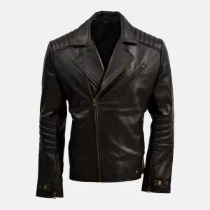 Garmush Black Leather Moto Jacket