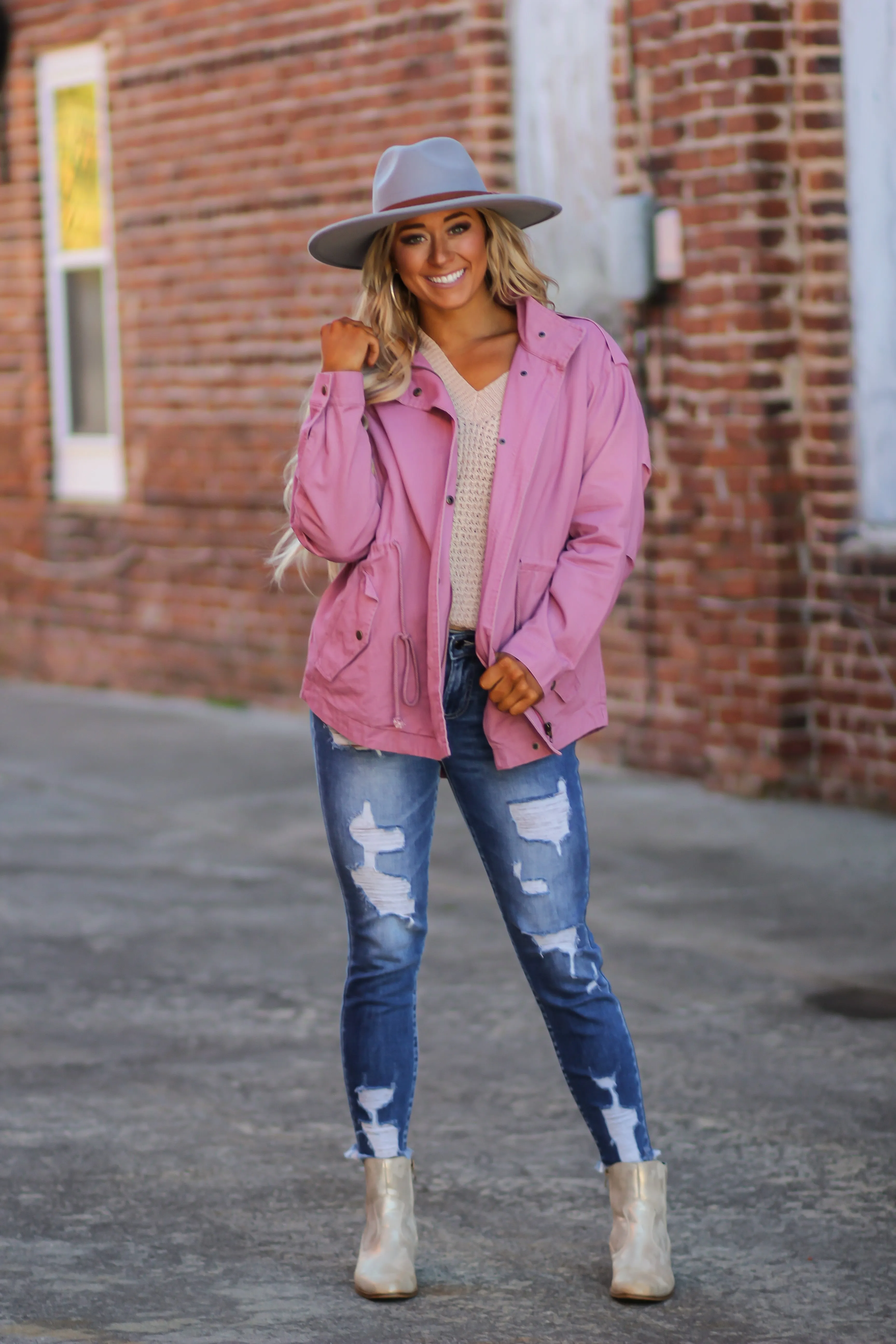 Mauve Utility Jacket in Regular & Curvy