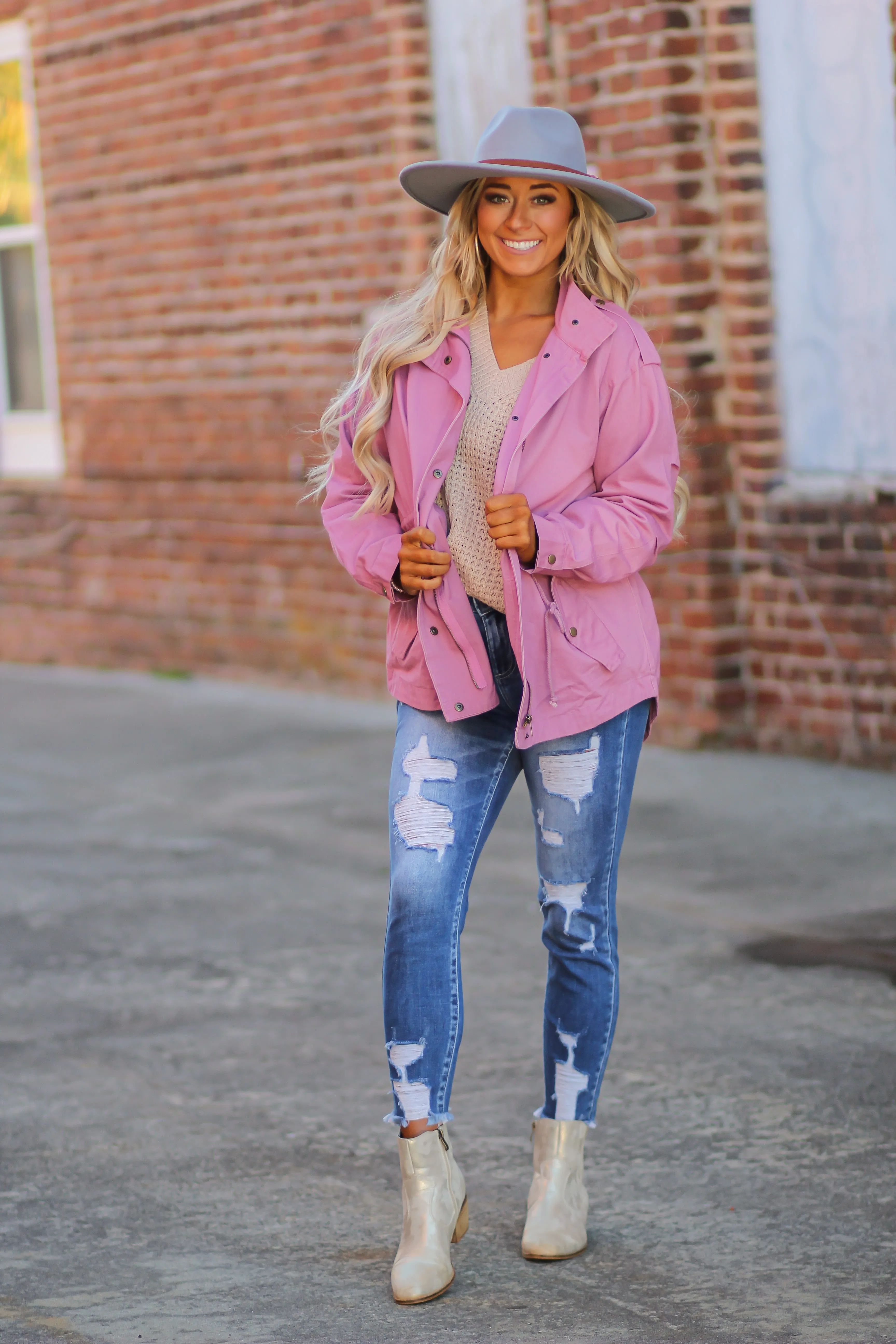 Mauve Utility Jacket in Regular & Curvy