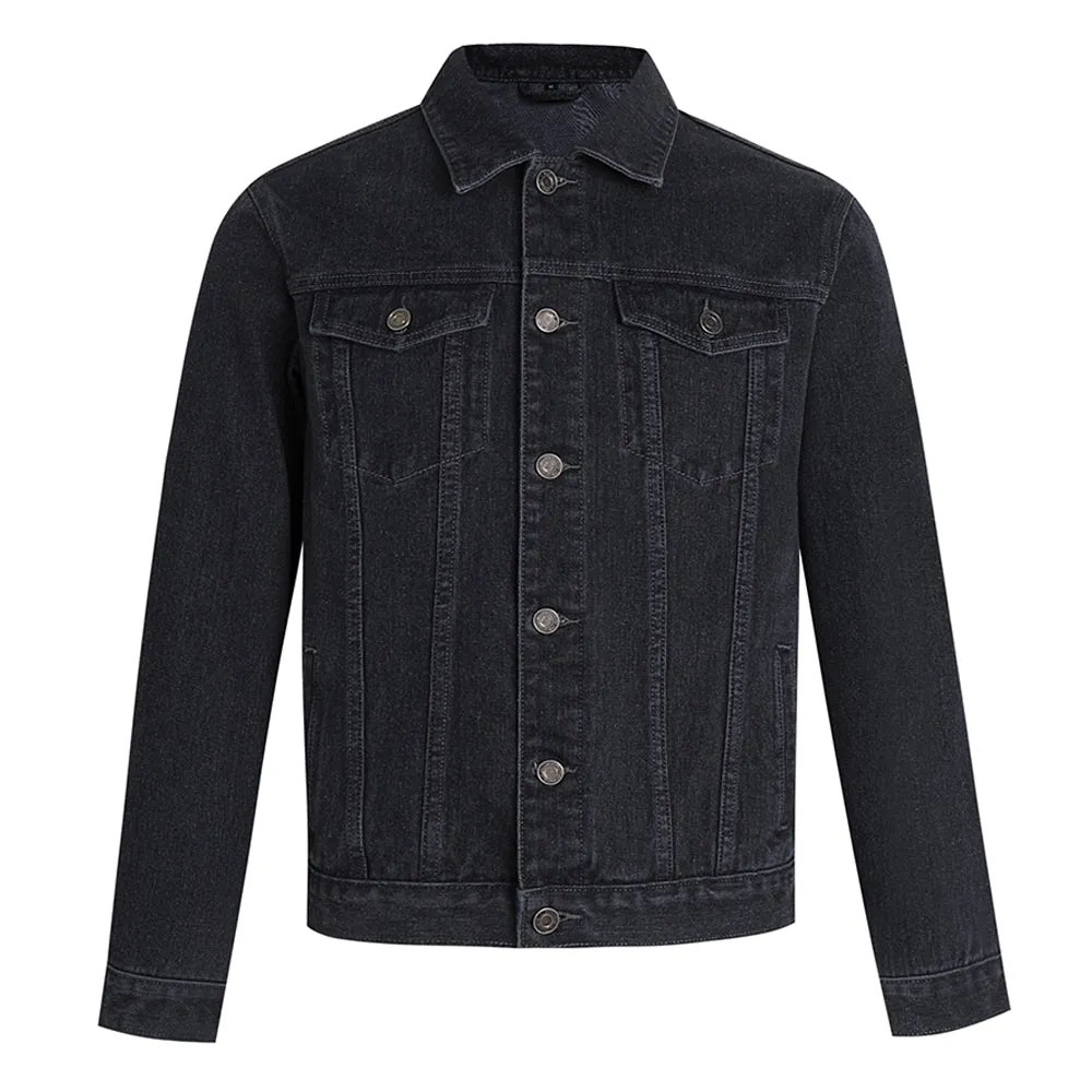 Mens Flame Graphic Button Up Denim Jacket