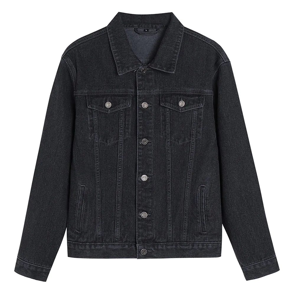 Mens Flame Graphic Button Up Denim Jacket