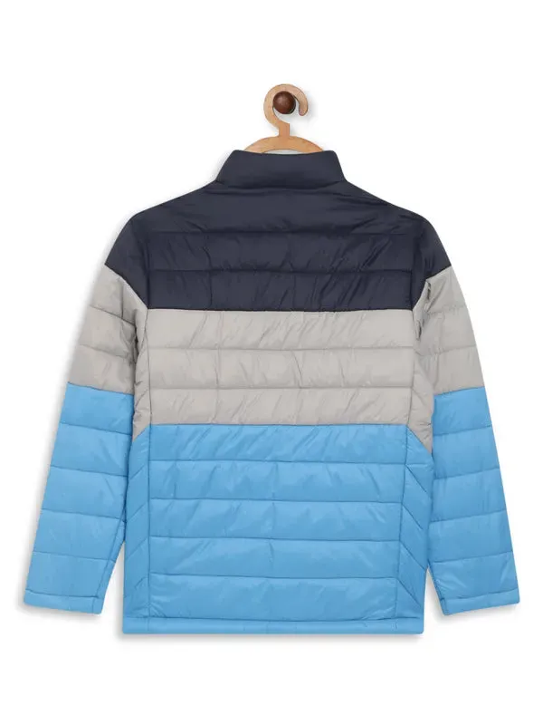 Octave Boys Navy Blue Colourblocked Padded Jacket With Patchwork